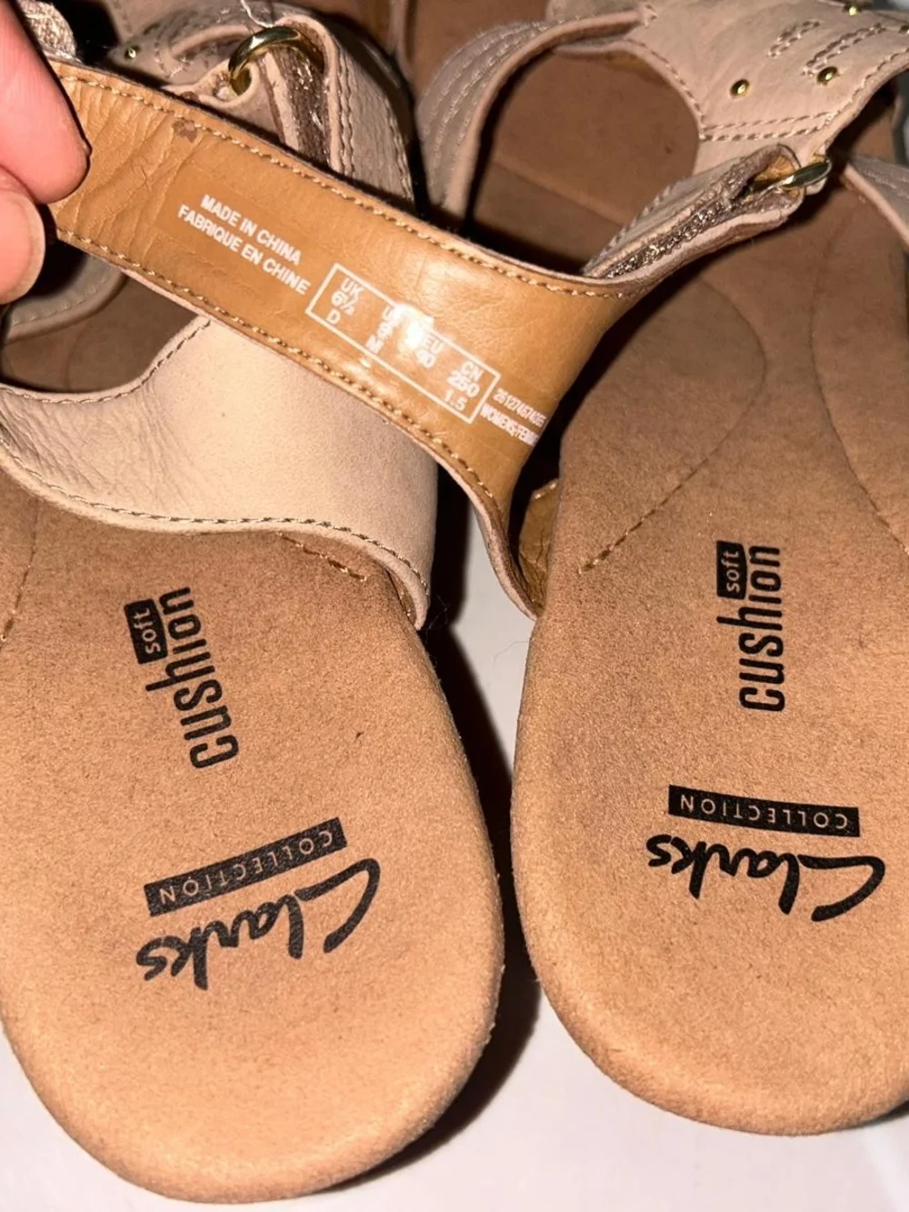 Clarks Beige Cork Wedge Sandals